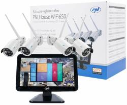 PNI Kit supraveghere video pni house wifi650 - 4 camere full hd wi-fi p2p si monitor lcd 12 inch, intrari video: 4 x 1080p (25fps), iesiri video: 1 x vga, 1 x hdmi, rezolutie: 1080p full hd, compresie vid