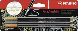 STABILO Pen 68 Metallic Filctoll Készlet 3 Darab/Készlet (B-53046-10)