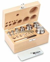 KERN & SOHN súlykészlet precíziós mérlegekhez 1 mg - 500 g fa dobozban, OIML M1 súlyosztály (343-05)