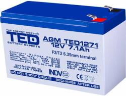 TED Electric Оловна батерия TED ELECTRIC, AGM, 12V, 7Ah, 151/ 65/ 94 mm, Терминал2 (TED-12V-7AH-AGM) - cybertrade