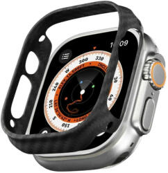 Apple Watch 7-8 (45mm), Műanyag védőkeret, szíj nélkül, közepesen ütésálló, karbon minta, Pitaka Air Case, fekete/szürke - tok-shop
