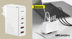 Baseus GaN2 Pro hálózati töltő 2xUSB + 2xUSB-C 100W + USB-C/USB-C kábel- Fehér