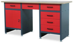 JAN NOWAK FRANK 1433 | Fiókos fém műhelyasztal - antracit-vörös, 170 cm (1433)