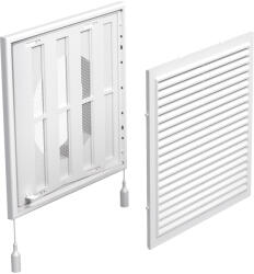 Dalap Műanyag szellőzőrács 250x250 mm-es állítható zsaluval és 150 mm átmérőjű karimával, fehér (8533)