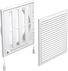 Dalap Műanyag szellőzőrács 250x250 mm-es állítható zsaluval és 200 mm átmérőjű karimával, fehér (3262)