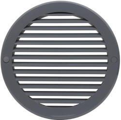 Dalap GP 150 KN ASA műanyag szellőzőrács fix zsaluval és karimával, szürke, Ø 150 mm (5732)
