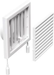 Dalap Műanyag szellőzőrács 154x154 mm-es állítható zsaluval és 100 mm átmérőjű karimával, fehér (8501)