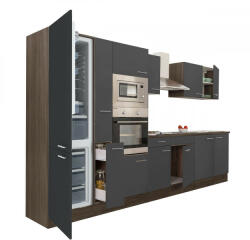 Leziter Yorki 360 konyhabútor yorki tölgy korpusz, selyemfényű antracit fronttal alulfagyasztós hűtős szekrénnyel (L360YAN-AF) - leziteronline