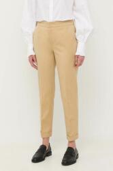 Twinset pantaloni din amestec de in culoarea bej, drept, medium waist PPYX-SPD09F_08X