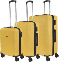 Benzi Simple sárga 4 kerekű 3 részes bőrönd szett (BZ5739-szett-sarga)