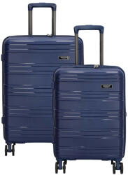 Dugros Valencia kék 4 kerekű 2 részes bőrönd szett (21132002-S-M-szett)