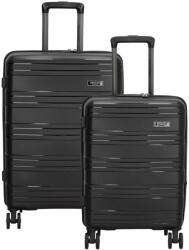 Dugros Valencia fekete 4 kerekű 2 részes bőrönd szett (21132001-S-M-szett)
