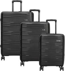 Dugros Valencia fekete 4 kerekű 3 részes bőrönd szett (21132001)