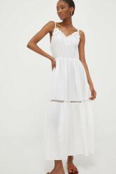 ANSWEAR rochie culoarea alb, midi, evazati BMYX-SSD002_00X
