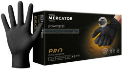 Mercator Medical powergrip black nitril, púdermentes, teljes felületén textúrált, fekete kesztyű XXL 50db (Utolsó darabos akció! )