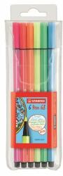 STABILO Filctoll készlet, 1 mm, STABILO "Pen 68", 6 neon szín (6 db) (TST68061)