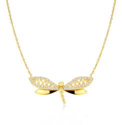 SAVICKI szitakötő nyaklánc: arany, gyémántok - savicki - 335 920 Ft