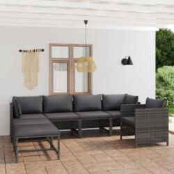 vidaXL 7 részes szürke polyrattan párnákkal 3059758