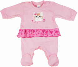 Asti Hosszú ujjú fodros baba rugdalózó cica mintával