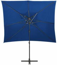 vidaXL Azúrkék dupla tetejű konzolos napernyő 250 x 250 cm (312365)