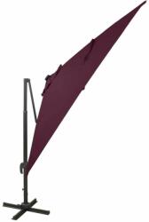 vidaXL Bordóvörös konzolos napernyő rúddal és led-világítással 300 cm (312350)