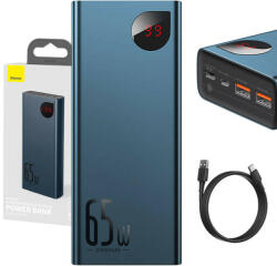 Baseus Powerbank Baseus Adaman Metal 20000mAh, PD, QC 3.0, 65W, 2xUSB + USB-C + mikro USB, (kék) (PPIMDA-D03) - mi-one