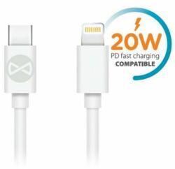 Forever USB kábel, USB-C - Lightning, (1 méter 20W), fehér (Gyorstöltő)