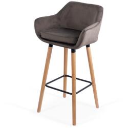 XACT Scaun de bar ABS 1271, cu spatar, catifea, suport picioare, cadru lemn, fix, 110 kg (SKU-10360)