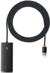 Baseus OS-Lite 4-Port Hub 4xUSB-A 3.0 elosztó, USB-A kábellel, 25cm, fekete