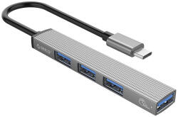 ORICO Hub 2xUSB-A 2.0, 1xUSB-A 3.0, Micro-SD elosztó, USB-C kábellel, szürke