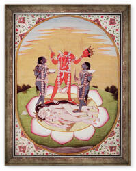 Norand Tablou inramat - Scoala indiana - Icoana a lui Chinnamasta, Mahavidia care provine din corpurile unite ale cuplului originar, Kangra (B_GOLD_75528)