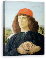 Norand Tablou Canvas - Sandro Botticelli - Portretul unui tanar care detine un medalion de Cosimo I de Medici Batranul 1389-1463 (B428030)