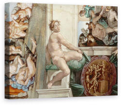 Norand Tablou Canvas - Michelangelo Buonarroti - Capela Sixtina plafon 1508-12 detaliu al unuia dintre ignudi fresca (B377133)