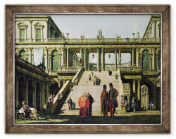 Norand Tablou inramat - Bernardo Bellotto - Peisaj ideal cu trepte palatului (B_GOLD_141300)