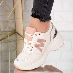 Sofiastore Sneakersi dama cu talpa inalta din piele ecologica Roz Yolanda (HS22250_WHITE-PINK_0E89)