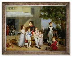 Norand Tablou inramat - Louis Ducis - Portretul lui Napoleon Bonaparte 1769-1821 cu nepotii si nepotii sai pe terasa de la Saint-Cloud (B_GOLD_161373)