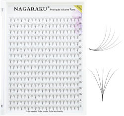 Nagaraku Extensii de gene gata facute, 5D negru, curbura C Nagaraku, extensii gene premium, 16 linii, 320 buchetele (NK5DGFnegru_C16_007_mix(9-14))