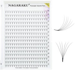 Nagaraku Extensii de gene gata facute, 6D negru, curbura D Nagaraku, extensii gene premium, 16 linii, 320 buchetele (NK6DGFnegru_D16_007_mix(9-14))
