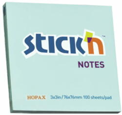 STICK'N Notes autoadeziv 76x76 mm, 100 file pastel, STICK'N - Albastru (HO-21149)