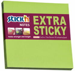 STICK'N Notes autoadeziv extra-sticky 76 x 76mm, 90 file, STICK'N Neon - Verde (HO-21672)