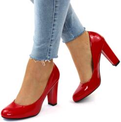 Zibra Pantofi de dama lacuiti, cu varf rotunjit si toc inalt 10025-RED (10025-RED_0AB7)