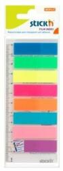 STICK'N Index plastic 45x12 mm, 8x25 file/set + rigla, STICK'N - 8 culori neon (HO-21345) - roveli