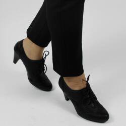 Zibra Pantofi de dama, negri cu siret si toc mediu LL-3-Black (LL-3-BLACK_20CA)