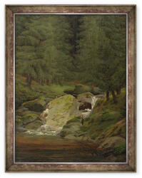Norand Tablou inramat - Caspar David Friedrich - Evergreens de cascada (B_GOLD_145551)