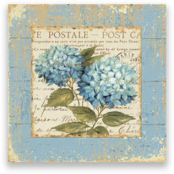 Norand Tablou Canvas - Vintage, Flori, Post Card, Albastru (00922)