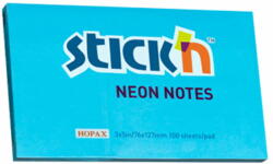 STICK'N Notes autoadeziv 76x127 mm, 100 file neon, STICK'N - Albastru (HO-21213)