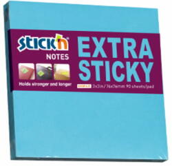 STICK'N Notes autoadeziv extra-sticky 76 x 76mm, 90 file, STICK'N Neon - Albastru (HO-21673)