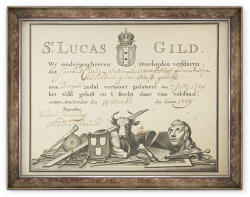 Norand Tablou inramat - Scoala olandeza - Primirea de la breasla Sfantului Luca din Amsterdam la glazier James Cip (B_GOLD_3058089)