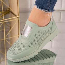 Sofiastore Sneakersi dama din piele ecologica perforata Verzi Mahinur (PL-392_GREEN_53EF)
