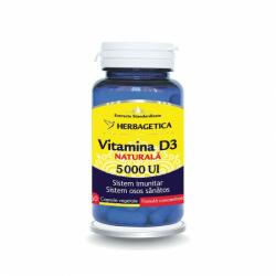 Herbagetica Vitamina D3 Naturala 5000 UI 60 capsule Herbagetica - roveli